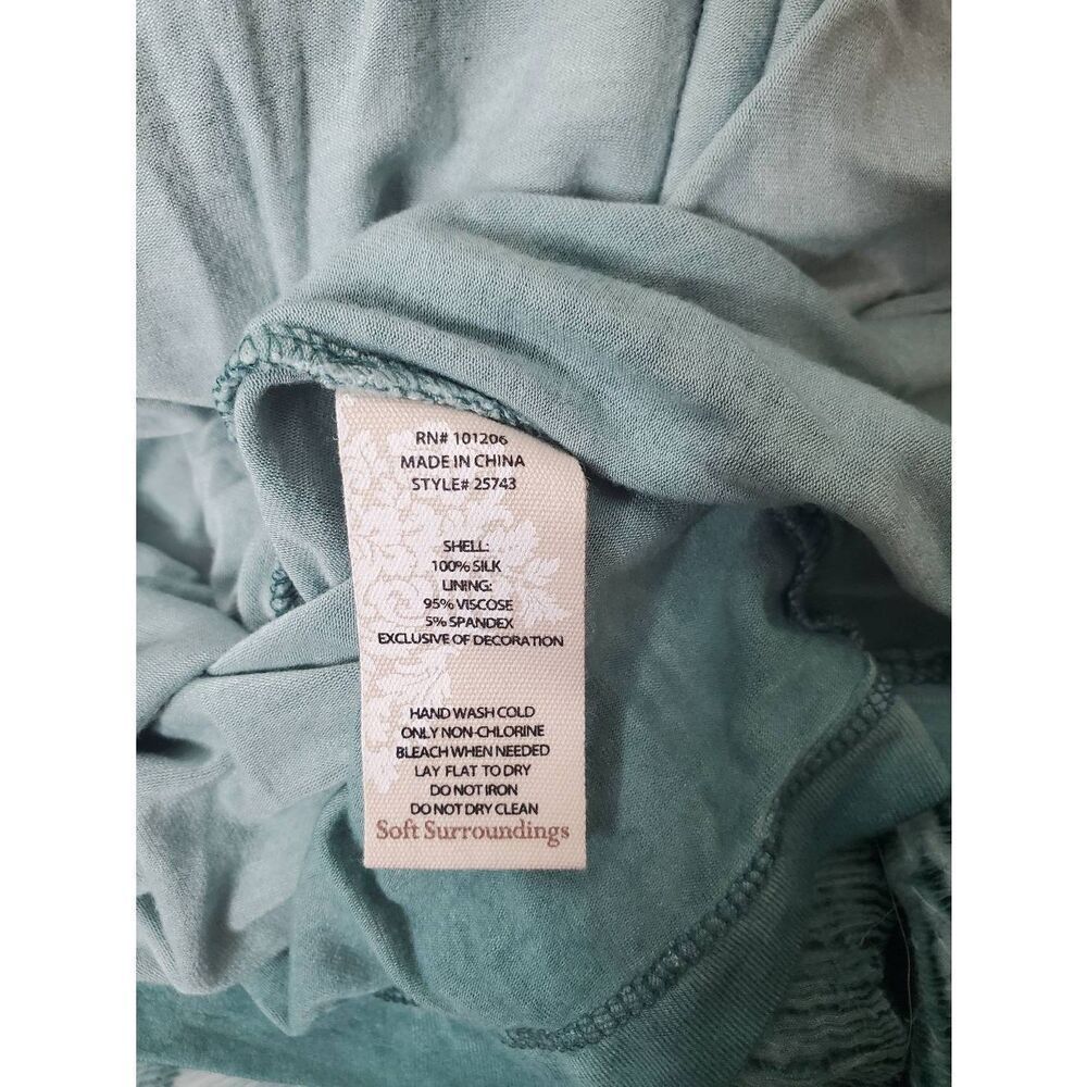 Soft Surroundings Silk Beaux Arts Cowl Neck Embellished Green Fairy Tunic Top - Picture 5 of 6